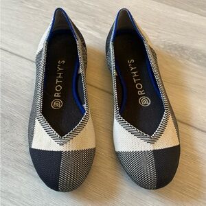 Rothy’s The Flat Captoe Black Colorblock, size 6.5 US